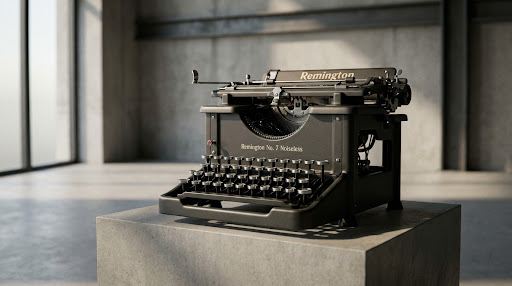 A vintage mechanical typewriter.